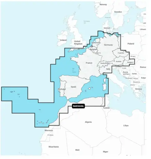 [010-C1354-30] [GARMIN] Carte marine Navionics+ Europe centrale et Ouest